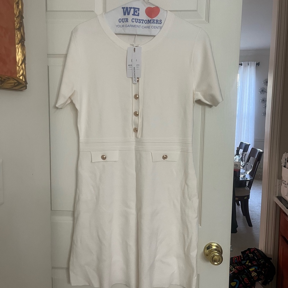 Elegant White Button-Down Dress
